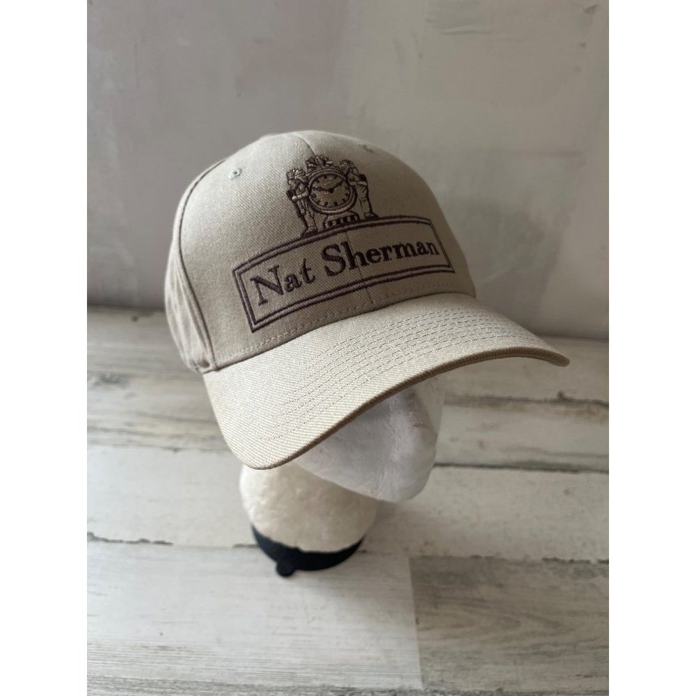 FlexFit Nat Sherman tan and brown embroidered SnapBack ball cap NWT